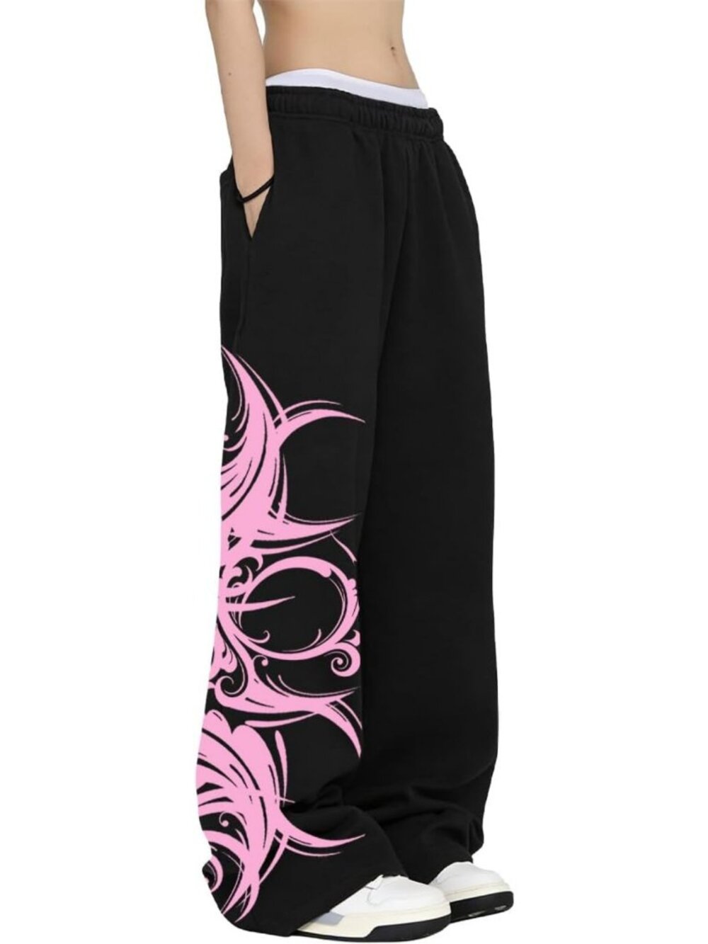 Trendy Y2K Star Print Wide Leg Joggers | Loose Fit Elastic Waist Sweatpants